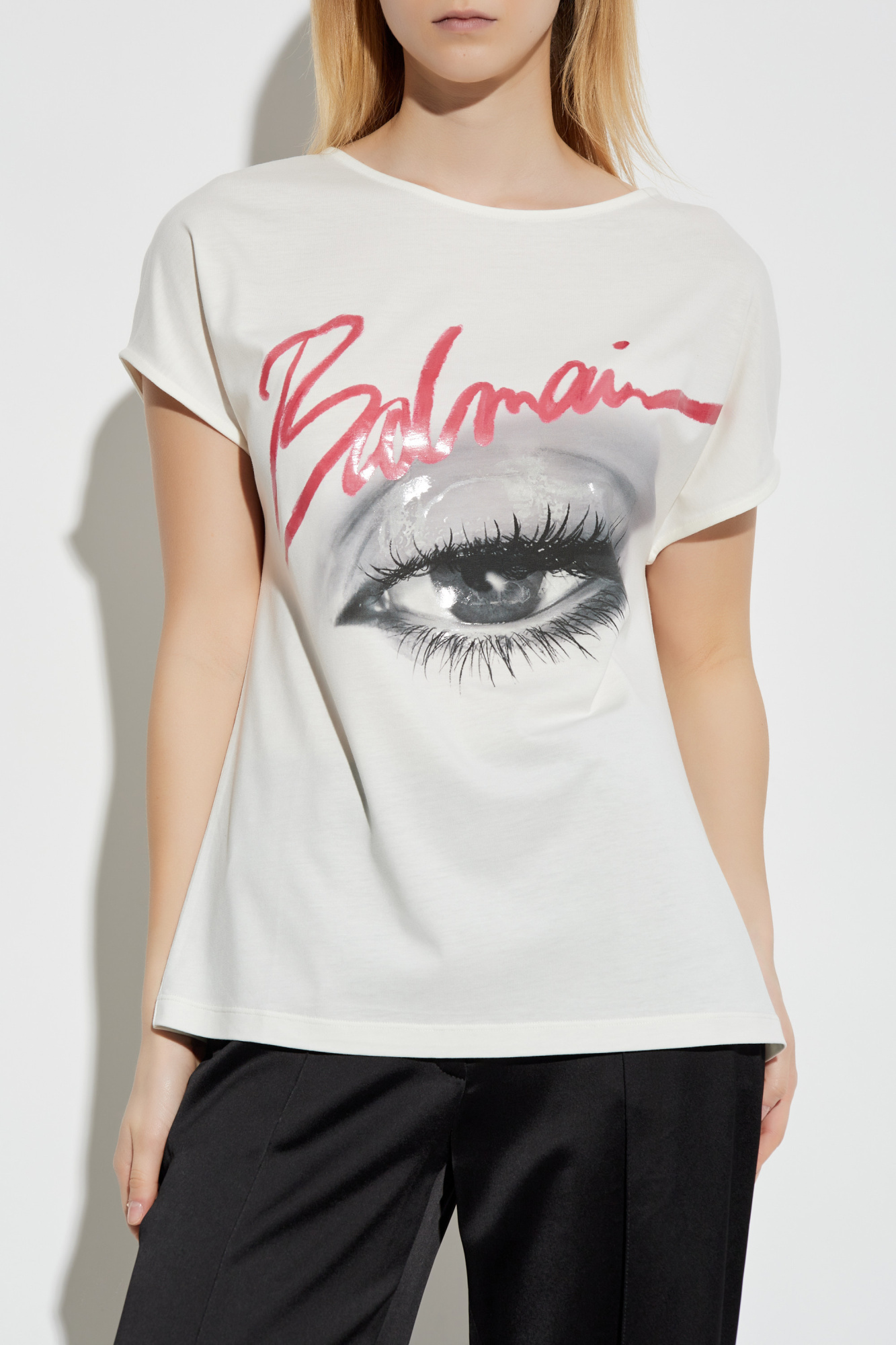 Tシャツ・カットソー BALMAIN SS25 BIG EYE PRINT LOGO TEE (EF0EG012GE84 GTR) Balmain eye-print T-shirt | White | FARFETCH